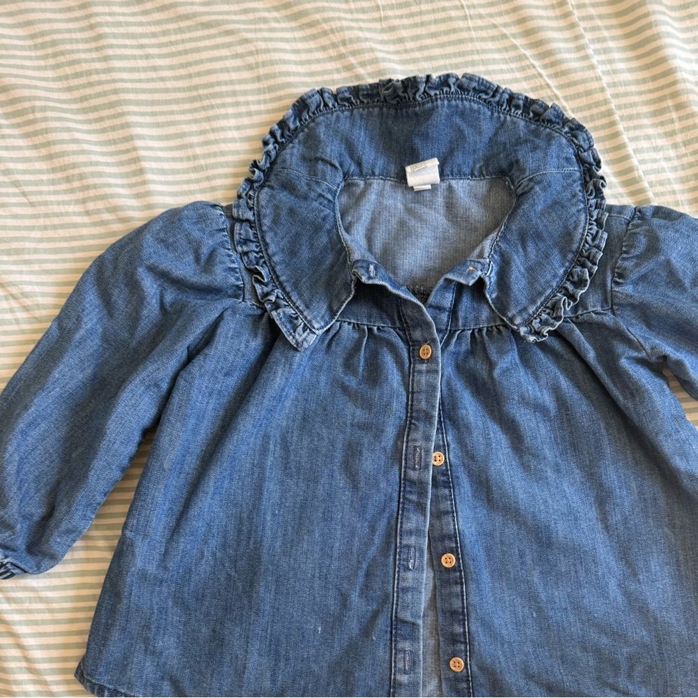 H&M Girls Ruffled Chambray Top - Picture 3 of 8